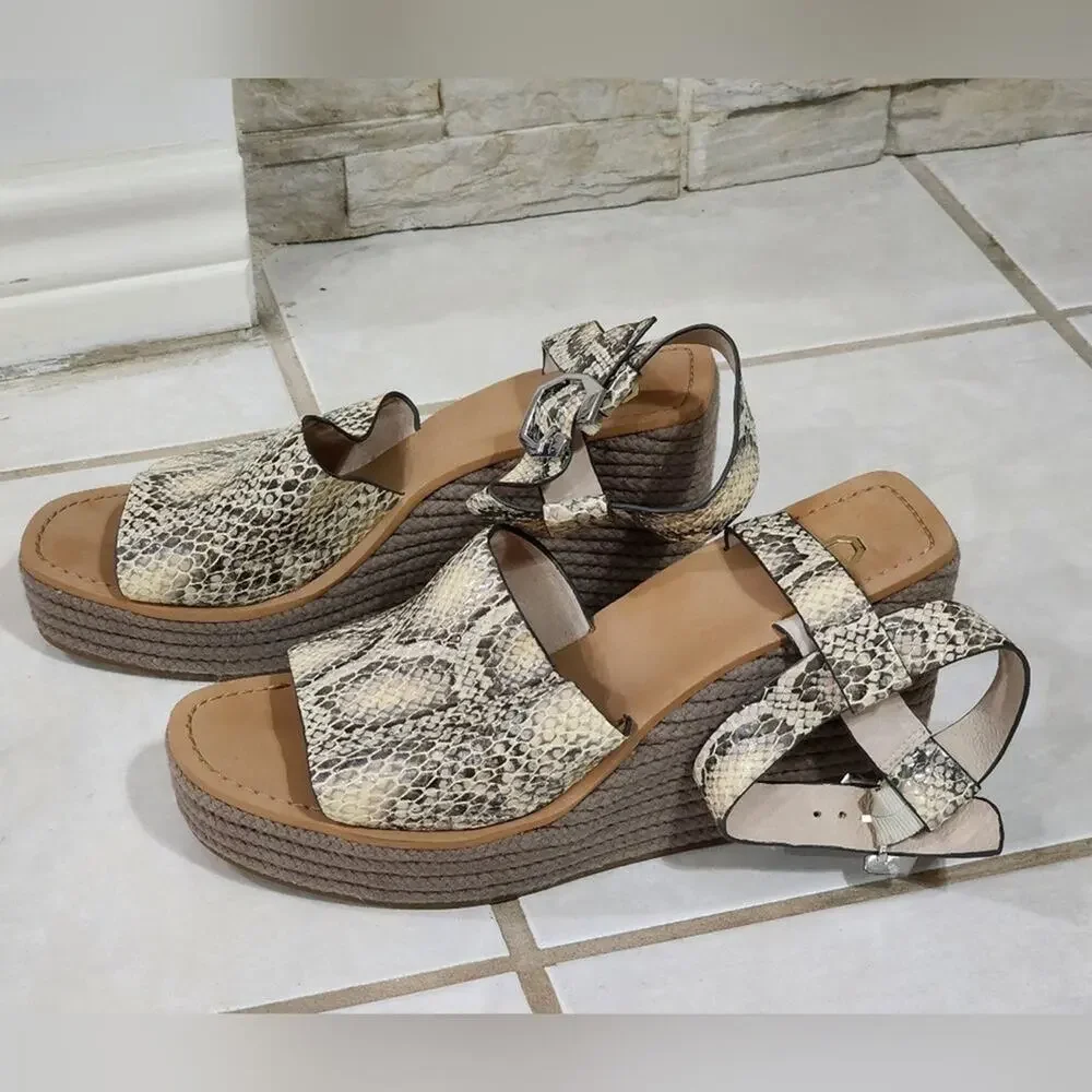 Louise Et Cie Paley Snakeskin Platform Wedge‎ Espadrille Sandals size 42 10 us
